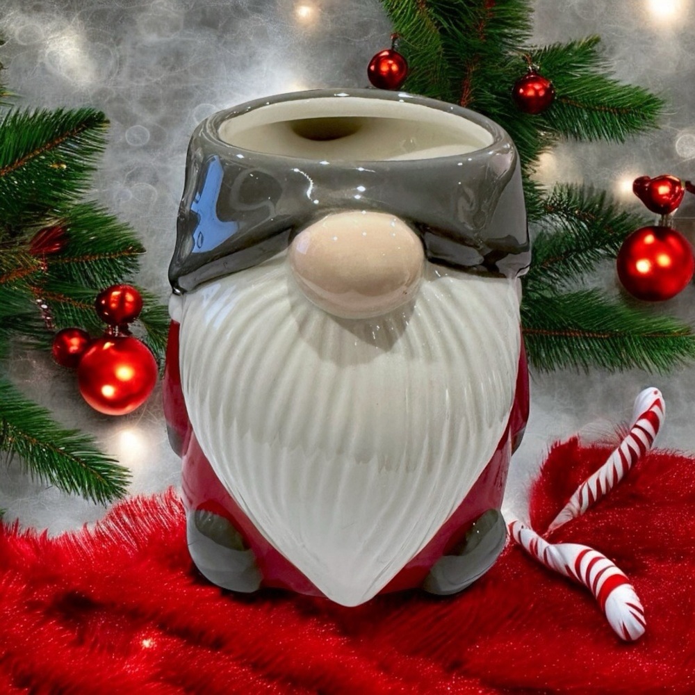 Pottery Barn Gnome Gnomette Ceramic Mug Holiday Figural Whimsical - Red Sweater